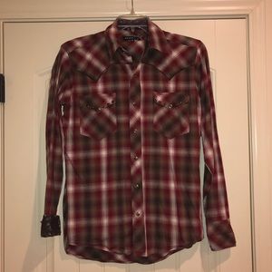 Red/brown plaid western top